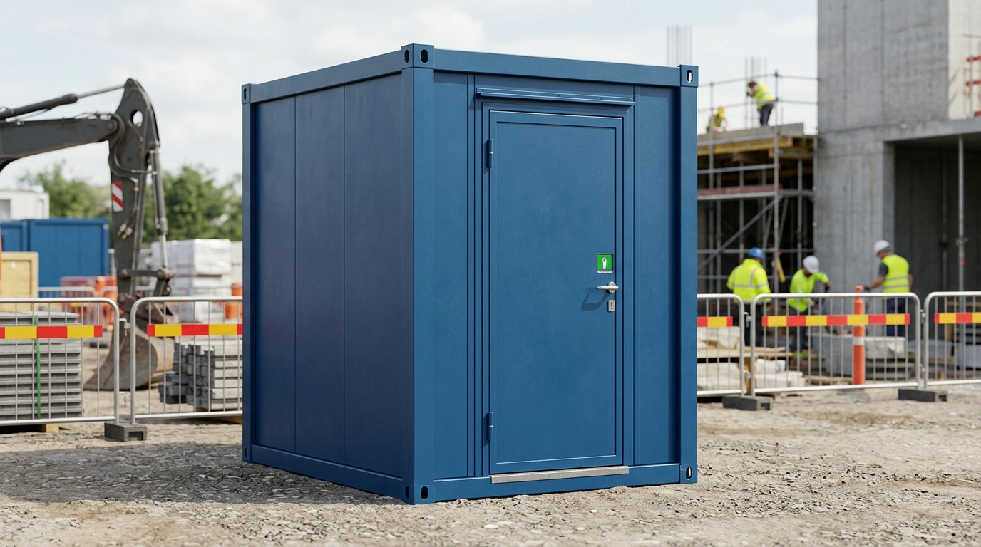 Portable toilet block and washroom cabin for construction sites